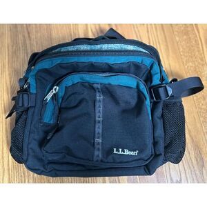 Vintage LL Bean Green Black Fanny Pack Waist Hip Lumbar Bag Hiking Trail Nylon